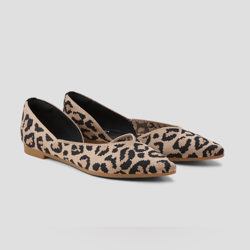 Vivaia Melia Pointed-Toe D'Orsay Flats in Dark Leopard Print